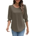 thumbnail image 1 of Summer Fashion Plus Size Womens 3/4 Sleeve Tops Trendy Clothes 2025 Casual Printed Smocked Cuffs Up to 65% off!, 1 of 8