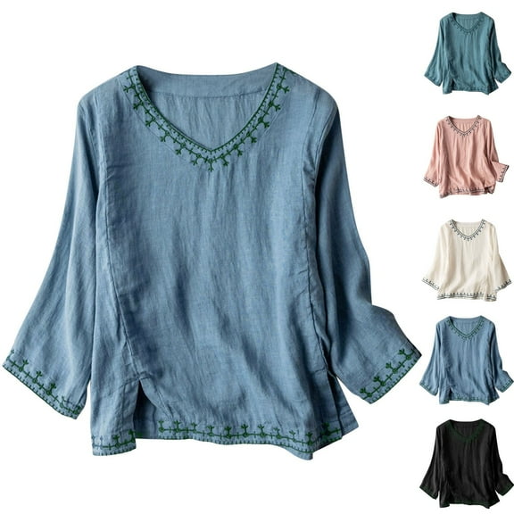 Summer Fashion Plus Size Womens 3/4 Sleeve Tops Trendy Clothes 2025 Casual V Neck Solid Sexy Gradient Regular Short Sleeve Up to 65% off!