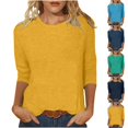 thumbnail image 1 of Summer Fashion Plus Size Womens 3/4 Sleeve Tops Trendy Clothes 2025 Round Neck Loose Up to 65% off!, 1 of 6