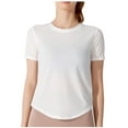 thumbnail image 1 of Summer Fashion Plus Size Womens Casual Solid Color Sports Yoga Short Sleeve Round-Neck Blouses, 1 of 4