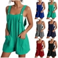 thumbnail image 1 of Summer Fashion Plus Size Womens Jumpsuit Trendy Clothes 2025 Button's Solid Casual Sleeveless Suspender Short Wide-leg Up to 65% off!, 1 of 6