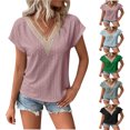 thumbnail image 1 of Summer Fashion Plus Size Womens V-Neck Solid Short Sleeve Casual Blouse, 1 of 9