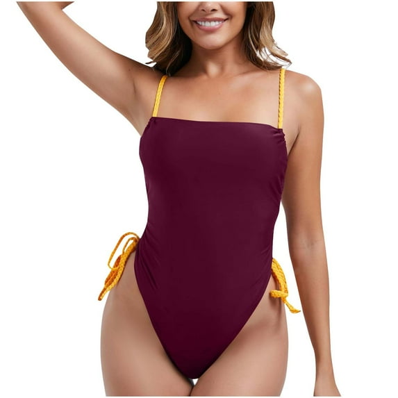 Summer Fashion Plus Size plus size swimsuit for women Trendy Clothes 2025 Solid Color Sexy Backless Strap Bikini Up to 65% off!