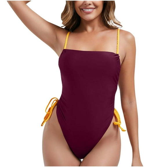 Summer Fashion Plus Size plus size swimsuit for women Trendy Clothes 2025 Solid Color Sexy Backless Strap Bikini Up to 65% off!