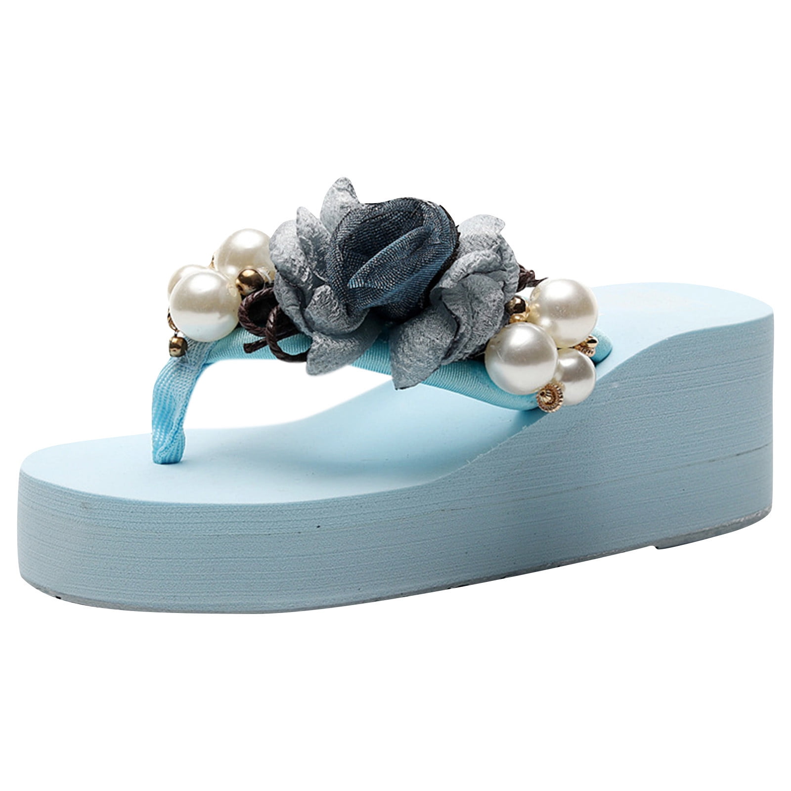 Summer Fashion Rhinestone Ladies Holiday Rubber Sole Beach Wedge Flip