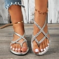 thumbnail image 1 of Summer Fashion Sandals For Women Casual Beach Casual Peep Toe Roman Flat Flats For Women Silver∣ Size 6.5, 1 of 9