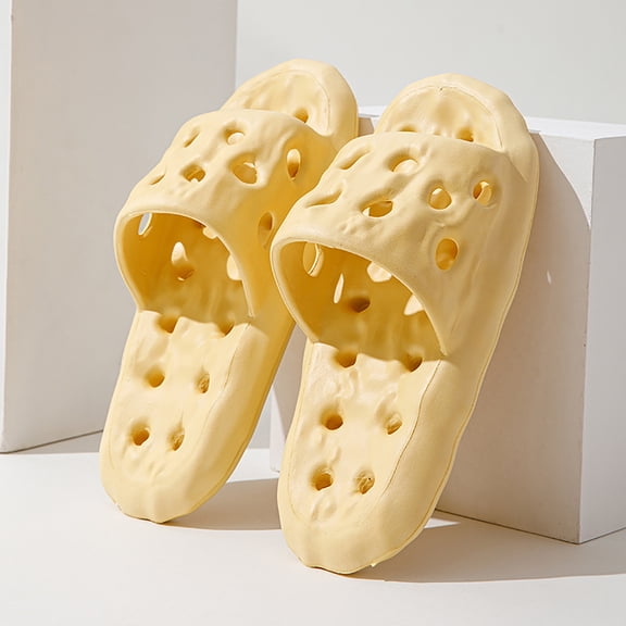 Summer Fashion Sandals For Women Casual Style Home Bathroom Leakage Summer Bathing Odor Can Be Worn As Slippers Sandals For Women Yellow∣ Size 6.5-7