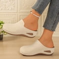 thumbnail image 1 of Summer Fashion Sandals For Women Casual Stylish Versatile Solid Color Closed Toe Trendy Sandals With Wedge Heels Beach Sandals Beige∣ Size 6, 1 of 9