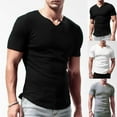thumbnail image 1 of Summer Fashion Shirts for Mens 2025 Oversize Casual Fashion Short Sleeve Solid Pullover V-Neck Sports Tank, 1 of 7