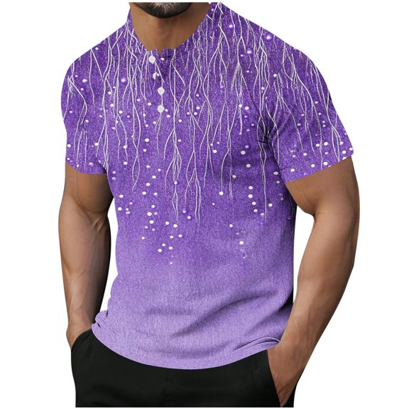 Summer Fashion Shirts for Mens 2025 Oversize Short Sleeved Button Round Neck Casual Printing Top