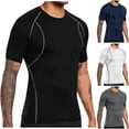 thumbnail image 1 of Summer Fashion Shirts for Mens 2025 Oversize Solid Color Casual Sports Stretch Short Sleeve Round-Neck Blouses T-shirt, 1 of 7