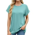 thumbnail image 1 of Summer Fashion Shirts for Womens Plus Size Spring And Solid Color Short Sleeved Round Neck Loose T-shirt, 1 of 8