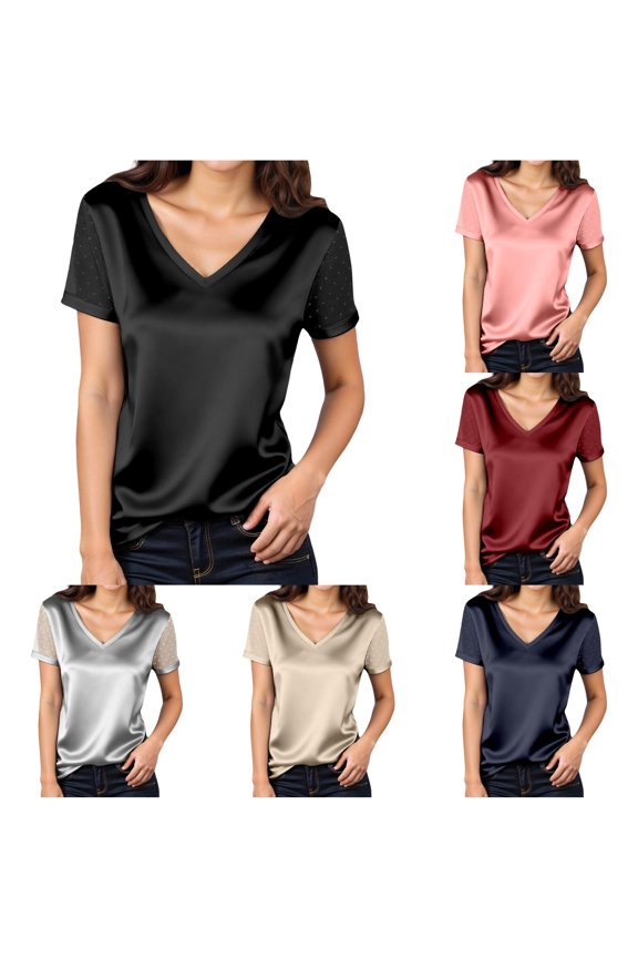 Summer Fashion Short Sleeve T Shirt with Mesh Yoke Casual Basic Top for Daily Wear Layering Long Sleeve Shirt Women S