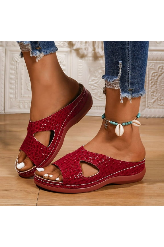 Summer Fashion Slide Sandales for Womens Plus Size Wedge Casual Solid Color Matching Thick Bottom Heightening Beach Wedge Slippers