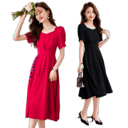 Summer Fashion Slim Dress Korean Version Of The Temperament Waist Thin Black 2Xl Gentle Wind Fairy Classical Leisure