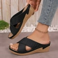 thumbnail image 1 of Summer Fashion Slip-On Sandales for Womens Plus Size Wedge Casual Leisure Style Solid Color Hollow Strap Thick Bottom Sandals Beach Sandals Wedge Heels, 1 of 7