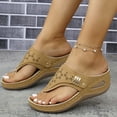 thumbnail image 1 of Summer Fashion Slip-On Sandales for Womens Plus Size Wedge Casual Spring Solid Color Thong Wedge Heel Flip Flops, 1 of 5