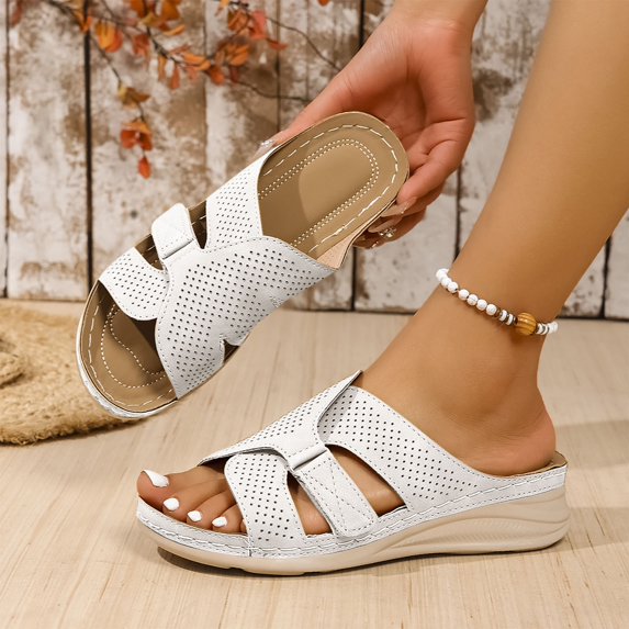 Summer Fashion Slip-On Sandales for Womens Plus Size Wedge Casual Style Solid Color Fish Mouth Thick Bottom Wedge Slippers
