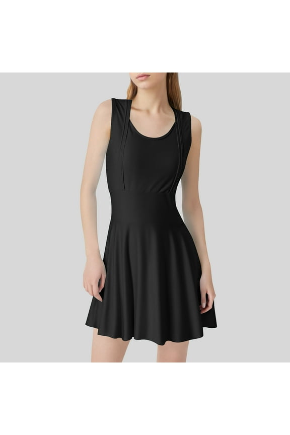 Summer Fashion Swimsuit Dress For women Bikini Print Strappy Back Plus Size Bathing Suits Tankinis Swim Sear - Black∣S