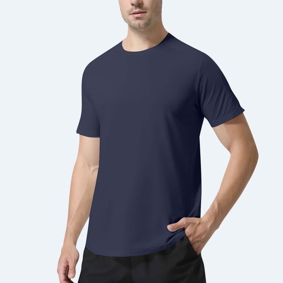 Summer Fashion T-shirts Tops for Mens Cotton Mens Tops Lightweight Moisture Wicking Shirt with Crew Neck Short Sleeves Business Outfit Summer Fashion Basic Essentials