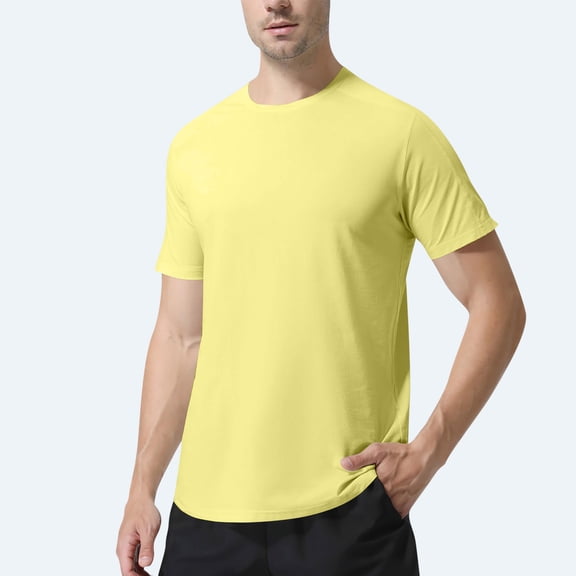 Summer Fashion T-shirts Tops for Mens Cotton Mens Tops Lightweight Moisture Wicking Shirt with Crew Neck Short Sleeves Business Outfit Summer Fashion Basic Essentials