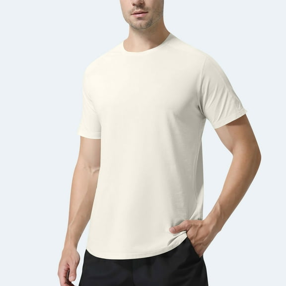 Summer Fashion T-shirts Tops for Mens Cotton Mens Tops Lightweight Moisture Wicking Shirt with Crew Neck Short Sleeves Business Outfit Summer Fashion Basic Essentials