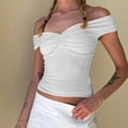 thumbnail image 1 of Summer Fashion Tank Tops For Women Loose Fit Solid Color One-Shoulder Pleated Off-Shoulders White Tank Tops Loose Fit XS-XL, 1 of 7