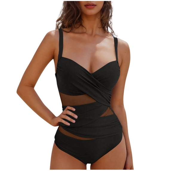 Summer Fashion Tankini Swimsuits for Women Plus Size Solid Color With Chest Cushion And No Steel Support Sexy Backless Strap Bikini