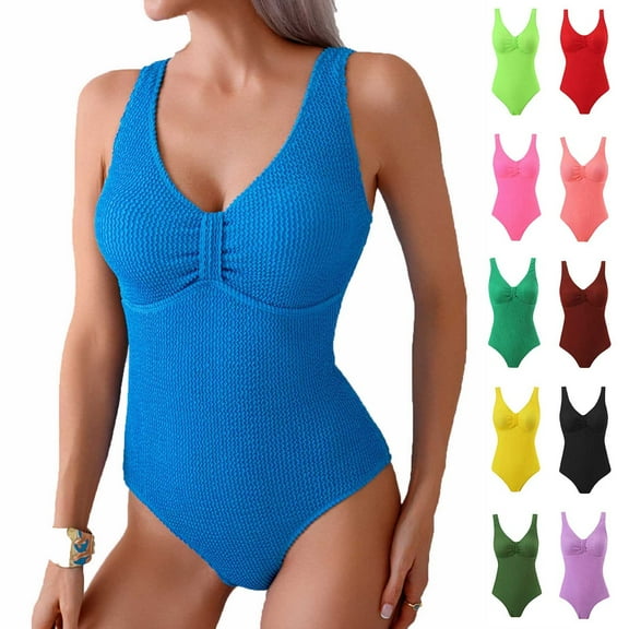 Summer Fashion Tankini Swimsuits for Women Plus Size Solid Color Sexy Backless