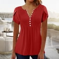 thumbnail image 1 of Summer Fashion Tops for Womens 2025 Plus Size Sexy Fold Printed Regular Women Short Sleeves V Neck Button Top, 1 of 7
