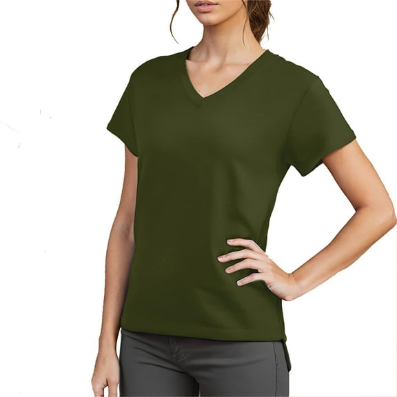 Summer Fashion Tops for Womens 2025 Plus Size Solid Color Casual Bate Sleeve Round Neck Short Sleeved Top