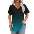 thumbnail image 1 of Summer Fashion Tops for Womens 2025 Plus Size V- Neck Printed Casual Pullover With Short Sleeves, 1 of 5