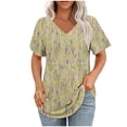 thumbnail image 1 of Summer Fashion Tops for Womens 2025 Plus Size V- Neck Printed Casual Pullover With Short Sleeves, 1 of 5