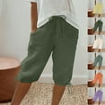 thumbnail image 1 of Summer Fashion Womens Bermuda shorts Plus Size Solid Color Casual Capris Clearance Under 10$!, 1 of 8