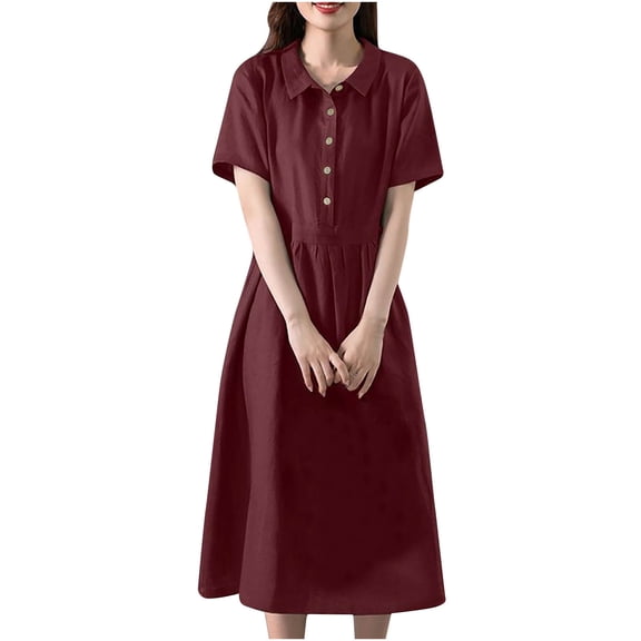 Summer Fashion Womens Dresses Plus Size Causal Rounk Neck Short Sleeve Vacation Pocket