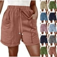 thumbnail image 1 of Summer Fashion Womens Shorts Plus Size Comfy Drawstring Casual Elastic Waist Pocket Solid Color Loose Pants, 1 of 7
