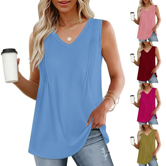 Summer Fashion Womens Tank Tops Vest Plus Size Solid Color Casual Sleeveless
