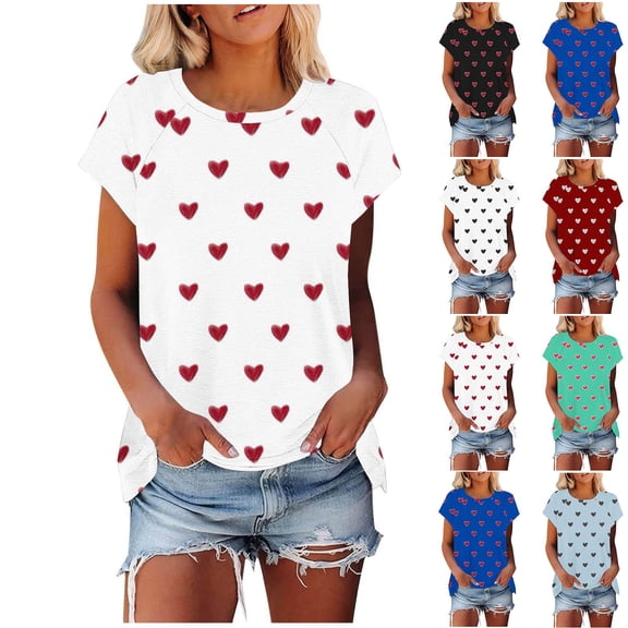 Summer Fashion Womens Tops 2025 Plus Size Casual Short Sleeve Round Neck Print Ladies Blouse