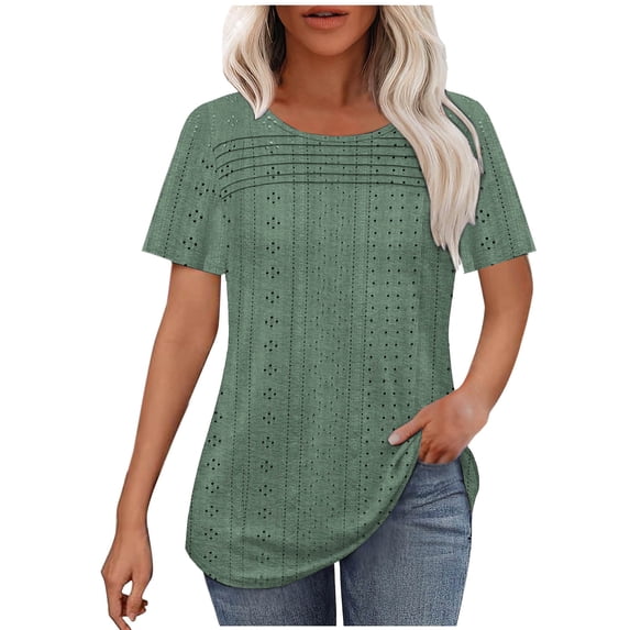 Summer Fashion Womens Tops 2025 Plus Size Short Sleeve Out Blouse Funny Round-Neck Blouses