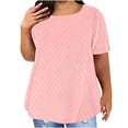 thumbnail image 1 of Summer Fashion Womens Tops 2025 Plus Size Solid Color Round Neck Short Sleeve Blouses, 1 of 5