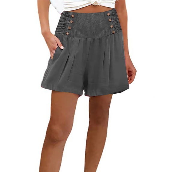 Summer Fashion Yoga Shorts for Womens Casual Plus Size Cotton And Linen Comfortable Straight Leg High Waisted Solid Color Pocket Beach Shorts