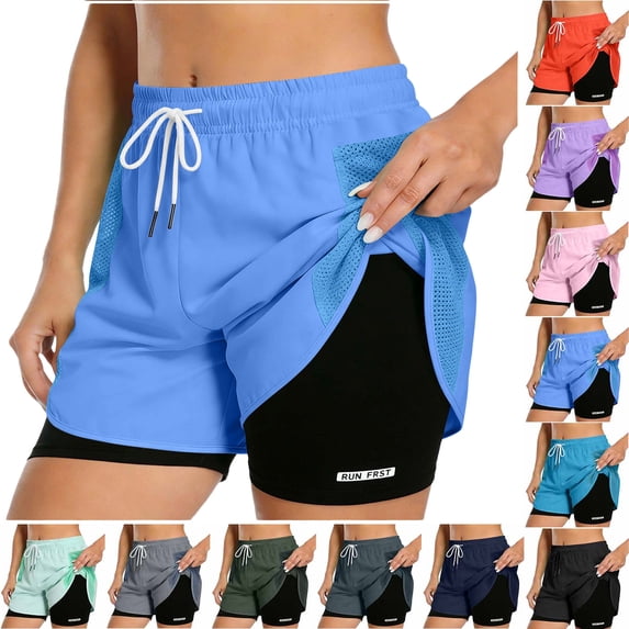 Summer Fashion Yoga Shorts for Womens Casual Plus Size Solid Color Ribbed Casual Knitted Elastic Waist Sports Shorts With Pockets