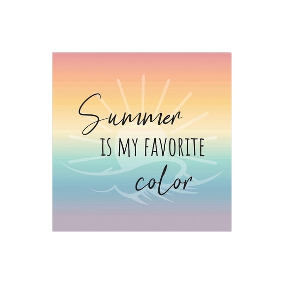 Summer Favorite Color Aqua Yellow Sun 12 x 12 Wood Wall Sign Plaque