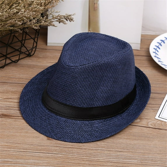 Straw Fedora Hat for Kids Beach Summer Panama Jazz Style Lightweight Breathable Baby Sun