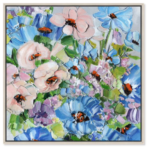 Summer Feelings Canvas Light Colors Flower Art Prints by Art Remedy, Silver Frame, 20" x 20"