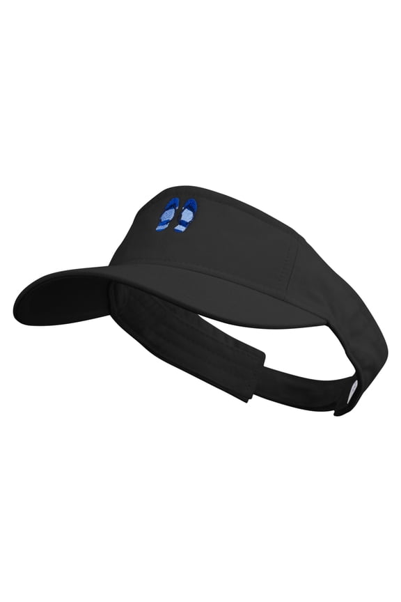 Summer Filpflop Icon Embroidered Pro Style Cotton Twill Washed Visor - Black OSFM