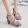 thumbnail image 1 of Summer Fish Mouth Fashion Chunky Sandals Women‘s Medium with A Line Buckle 100 Network Red Casual Women‘s High Heels, 1 of 7