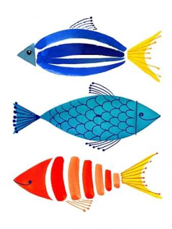 Summer Fish Trio Canvas Art - Margaret Berg (18 x 24)