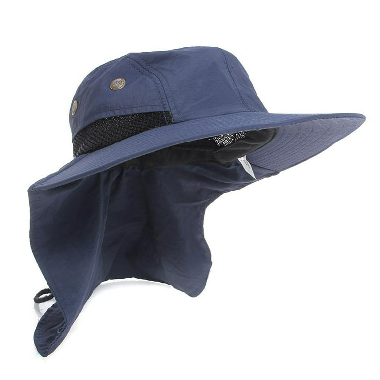 Men Women Summer Bucket Boonie Hat Neck Cover Flap Sun Wide Brim Outdoor  Cap BH