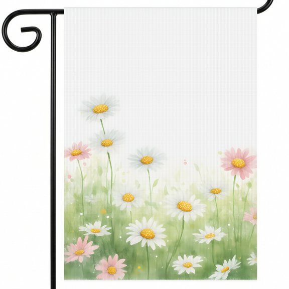 Summer Flag 28x40 A Bunch Of White And Pink Flowers On A Green Background Garden Flag Double Sided Standard 28x40 For Home Exterior Aesthetic